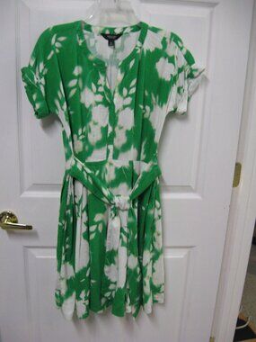 Simply Vera-Vera Wang Green Print Dress Size XS